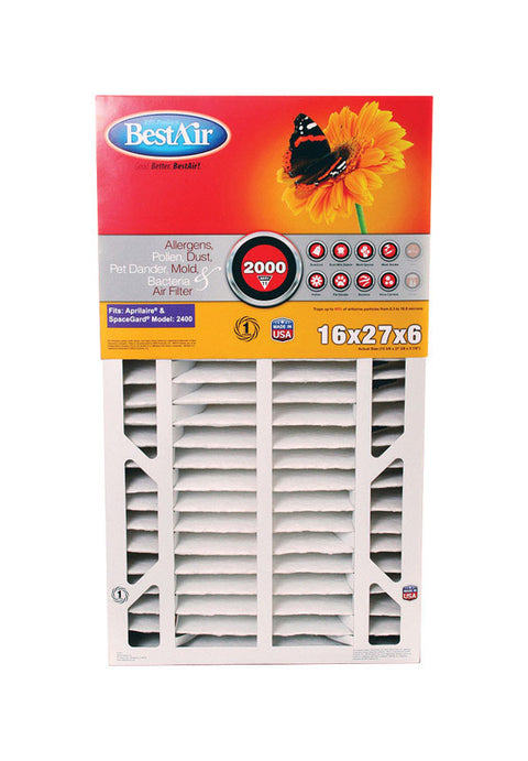 BestAir 27 in. W X 16 in. H X 6 in. 11 MERV Pleated Air Filter 1 pk (Pack of 2)