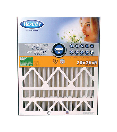 BestAir 20 in. W X 25 in. H X 5 in. 13 MERV Pleated Air Filter 1 pk (Pack of 3)