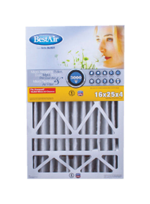 BestAir 25 in. W X 16 in. H X 4 in. 13 MERV Pleated Air Filter 1 pk (Pack of 3)