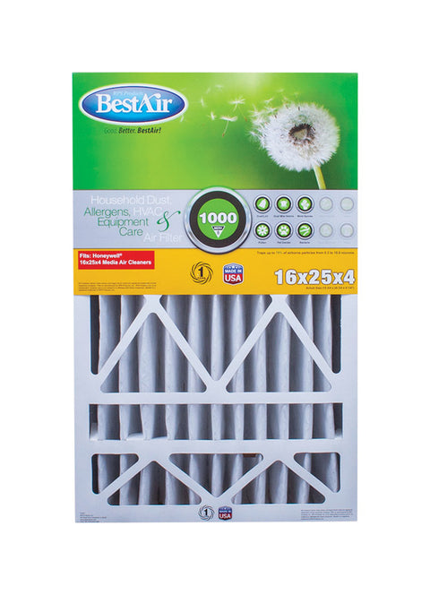 BestAir 25 in. W X 16 in. H X 4 in. 8 MERV Pleated Air Filter 1 pk (Pack of 3)