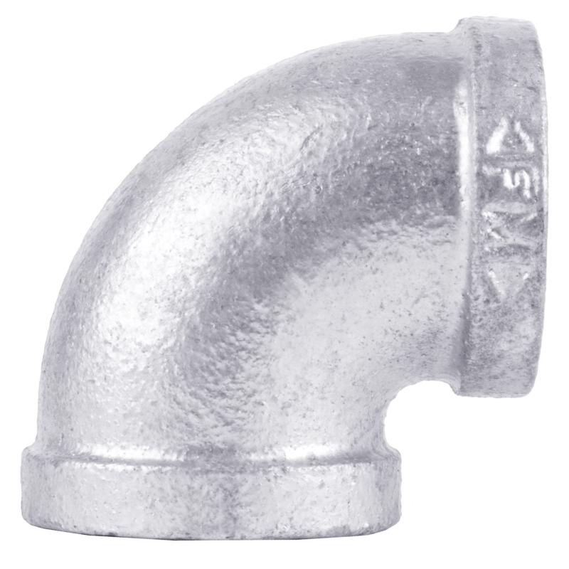 STZ Industries Codo de 90 grados de hierro maleable galvanizado FIP de 2 pulg. cada uno x FIP de 2 pulg. D