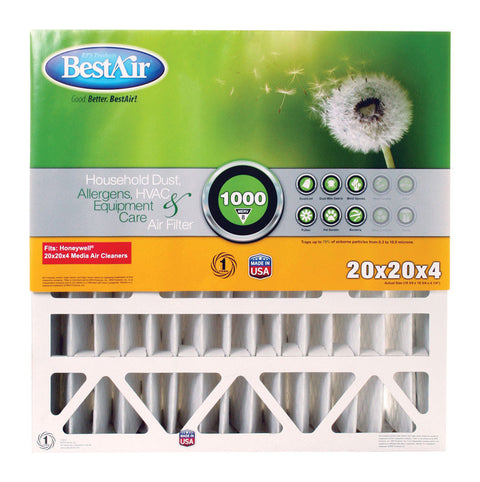 BestAir 20 in. W X 20 in. H X 4 in. 8 MERV Pleated Air Filter 1 pk (Pack of 3)