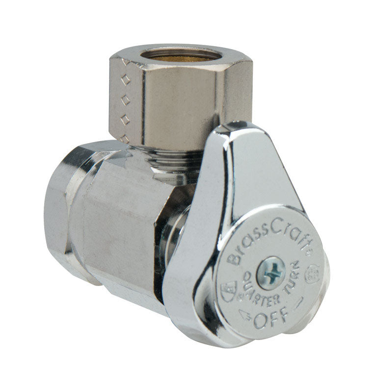 Válvula angular de latón BrassCraft Plumb Shop de 1/2 pulg. FIP x 1/2 pulg. compresión