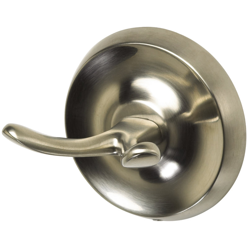 Oakbrook Collection Small Brushed Nickel Zinc 2 in. L Double Hook 30 lb 1 pk