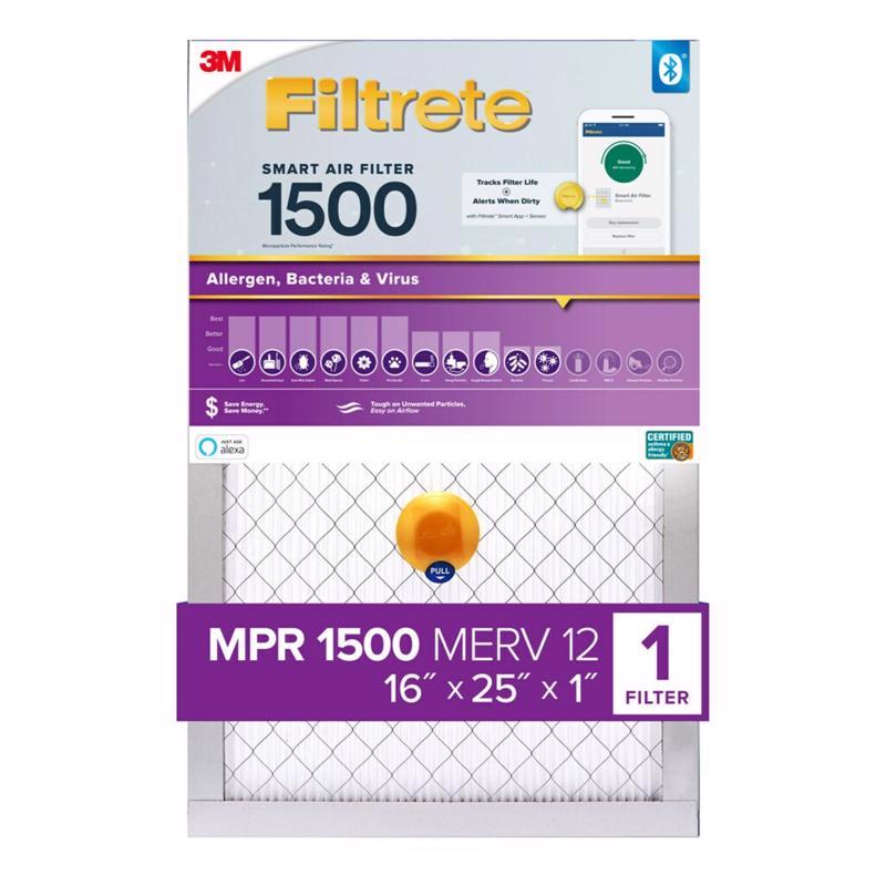 Filtrete 16 in. W X 25 in. H X 1 in. Polypropylene 1500 MPR Smart Air Filter 1 pk (Pack of 4)