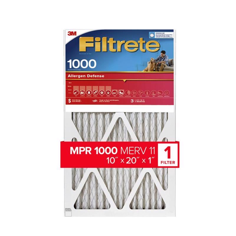 Filtrete 10 in. W X 20 in. H X 1 in. 1000 MPR Pleated Allergen Air Filter 1 pk (Pack of 4)