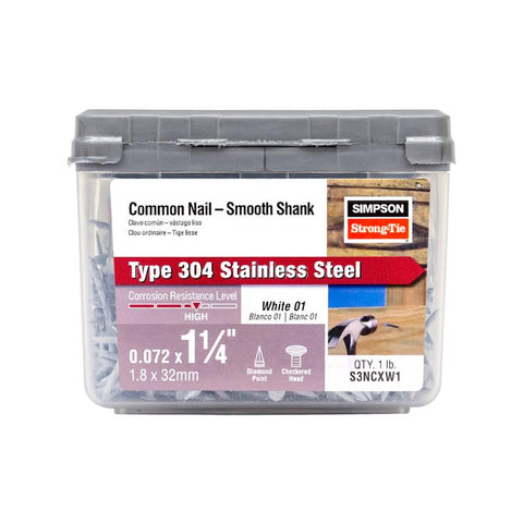 Simpson Strong-Tie 3D 1-1/4 in. Trim Coated Stainless Steel Nail Round Head 1 lb