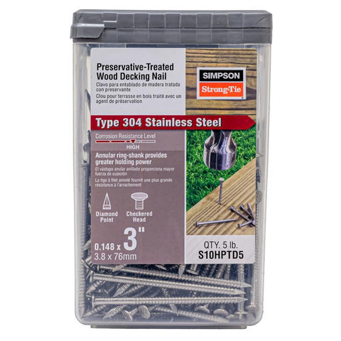 Simpson Strong-Tie 10D 3 in. Deck Coated Stainless Steel Nail Round Head 5 lb