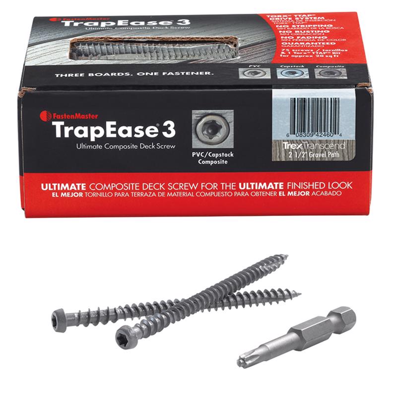 FastenMaster TrapEase No. 20 X 2-1/2 in. L Gravel Path Torx Ttap Star Head Composite Deck Screws 75