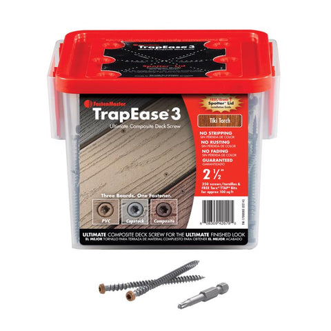 FastenMaster TrapEase No. 20 X 2-1/2 in. L Tiki Torch Torx Ttap Star Head Composite Deck Screws 350