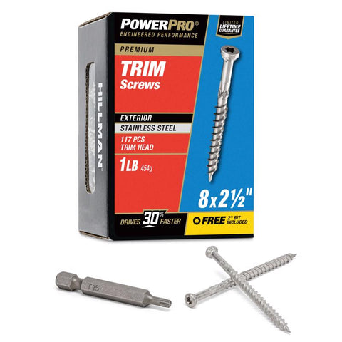 Tornillos de fijación gruesos en L HILLMAN Power Pro N.º 8 x 2-1/2 pulg. de largo, paquete de 117