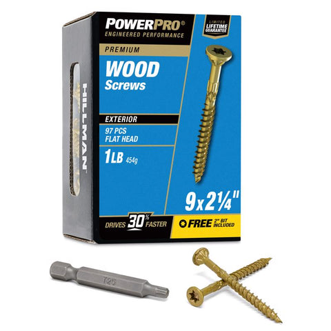 HILLMAN Power Pro No. 9 in. X 2-1/4 in. L Bronze Star Flat Head Premium Deck Screws 1 lb 97 pk