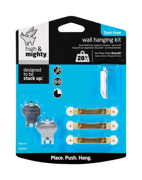 HILLMAN High & Mighty Steel-Plated Gray Hanger Picture Hanging Kit 20 lb 6 pk (Pack of 4)