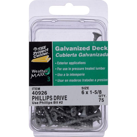 HILLMAN Project Center No. 6 Ga. X 1-5/8 in. L Gray Phillips Bugle Head Deck Screws 75 pk