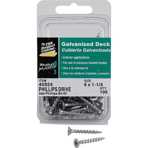 HILLMAN Project Center No. 6 Ga. X 1-1/4 in. L Gray Phillips Bugle Head Deck Screws 100 pk