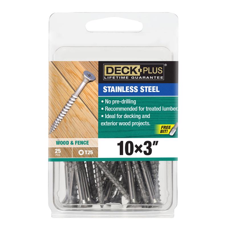 HILLMAN Deck Plus No. 10 Ga. X 3 in. L Star Flat Head Deck Screws 25 pk