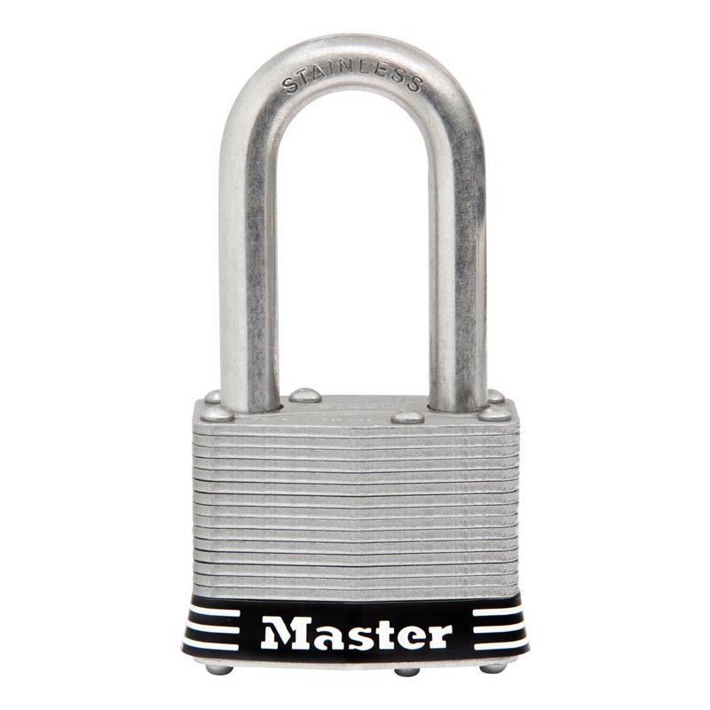 Candado marino Master Lock de acero inoxidable de 3,18 pulg. de alto × 1-3/4 pulg. de ancho con cilindro de 4 pernos