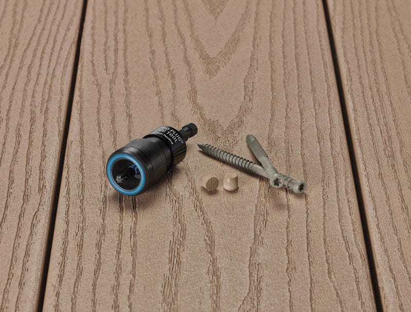 Kit de tornillos y tapones para cubierta Starborn Pro, n.º 10 x 2-3/4 pulg. de largo, con cabeza decorativa de estrella Brownstone, 1 paquete