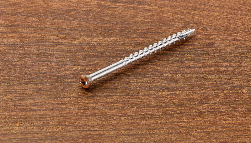Tornillos para cubierta con cabeza Starborn Headcote N.º 7, 1-5/8 pulg. de largo, color marrón, con ribete en estrella, paquete de 100