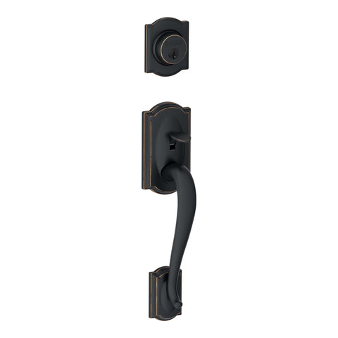 Schlage Camelot Aged Bronze Handleset