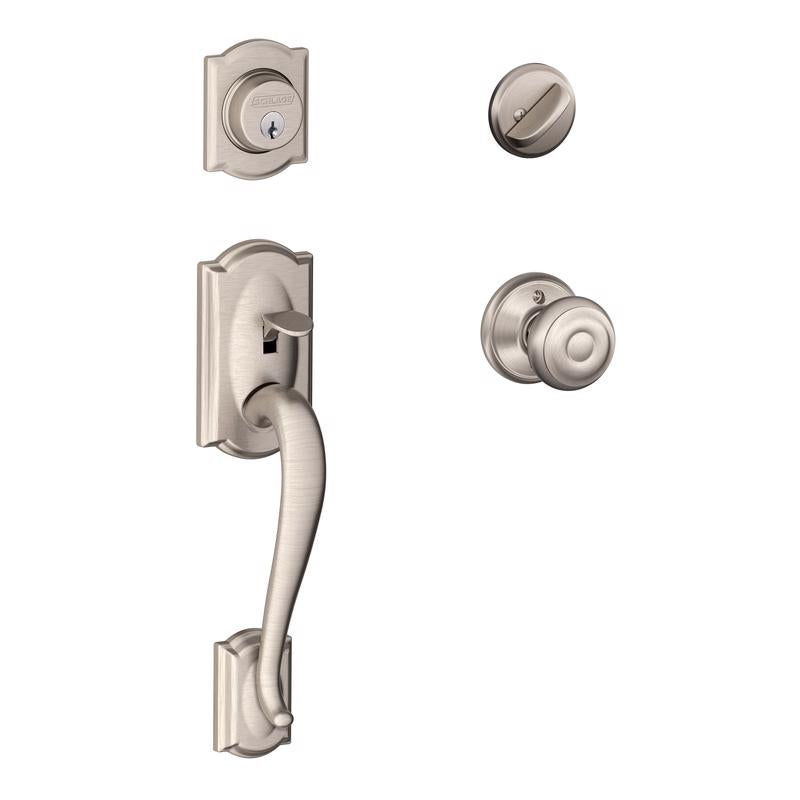 Schlage Camelot / Georgian Satin Nickel Single Cylinder Handleset and Knob