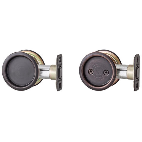 Kwikset Venetian Bronze Metal Indoor Round Pocket Door Lock