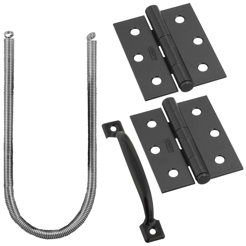 National Hardware V90 Serie Juego de herrajes para puerta de malla/tormenta de acero negro galvanizado 1 pza