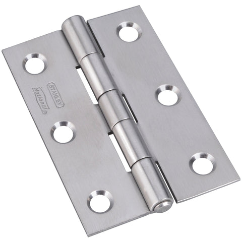 National Hardware 3 in. L Stainless Steel Narrow Hinge 2 pk