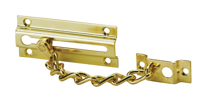Ives 1-7/16 in. H X 3-3/8 in. L Polished Brass Chain Door Guard