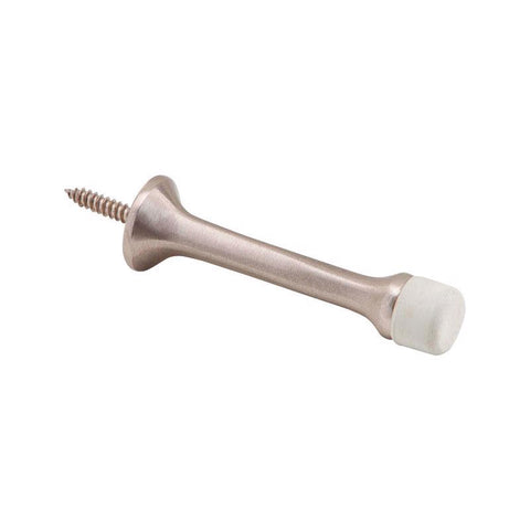 Ives 3-3/16 in. W X 7/8 in. L Aluminum Satin Nickel Brown Door Stop Mounts to wall 7/8 in.