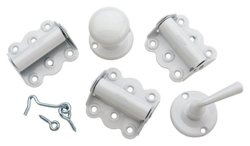 National Hardware Juego de herrajes plateados/blancos de acero para puerta de malla/contraventana, 1 ud.