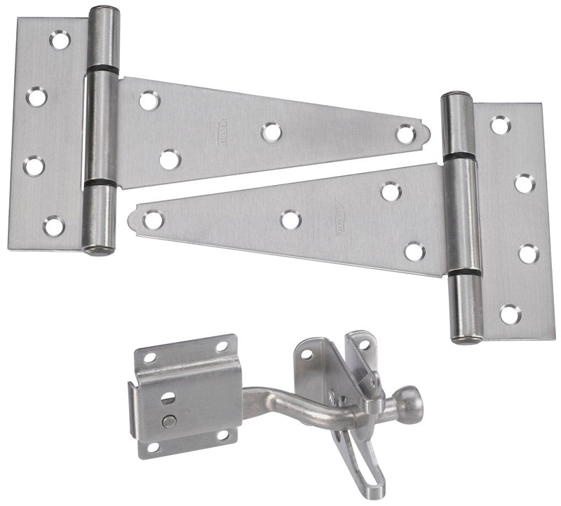 Kit de herrajes plateados de acero inoxidable para puerta National Hardware, 1 paquete