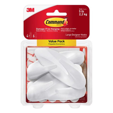 3M Command Large Plastic Designer Hooks 4.125 in. L 4 pk (Pack of 6)