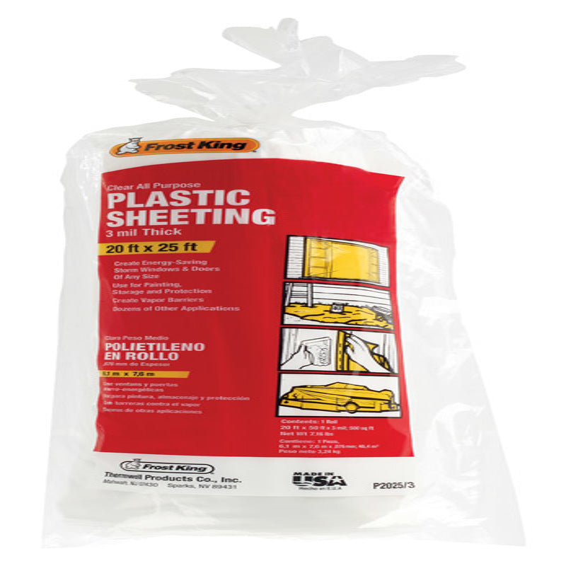 Frost King Plastic Sheeting 3 mil X 20 ft. W X 25 ft. L Plastic Clear