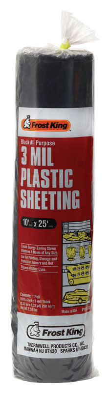 Frost King Plastic Sheeting 3 mil X 10  W X 25 ft. L Plastic Black