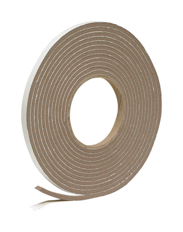 Sellador climático de espuma revestida de vinilo marrón Frost King para puertas y ventanas, 17 pies de largo x 0,19 pulgadas