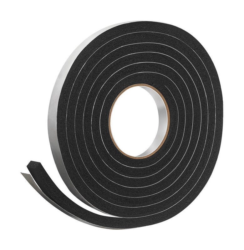 Junta climática de espuma de caucho negro Frost King para puertas y ventanas, 10 pies de largo x 0,44 pulgadas.
