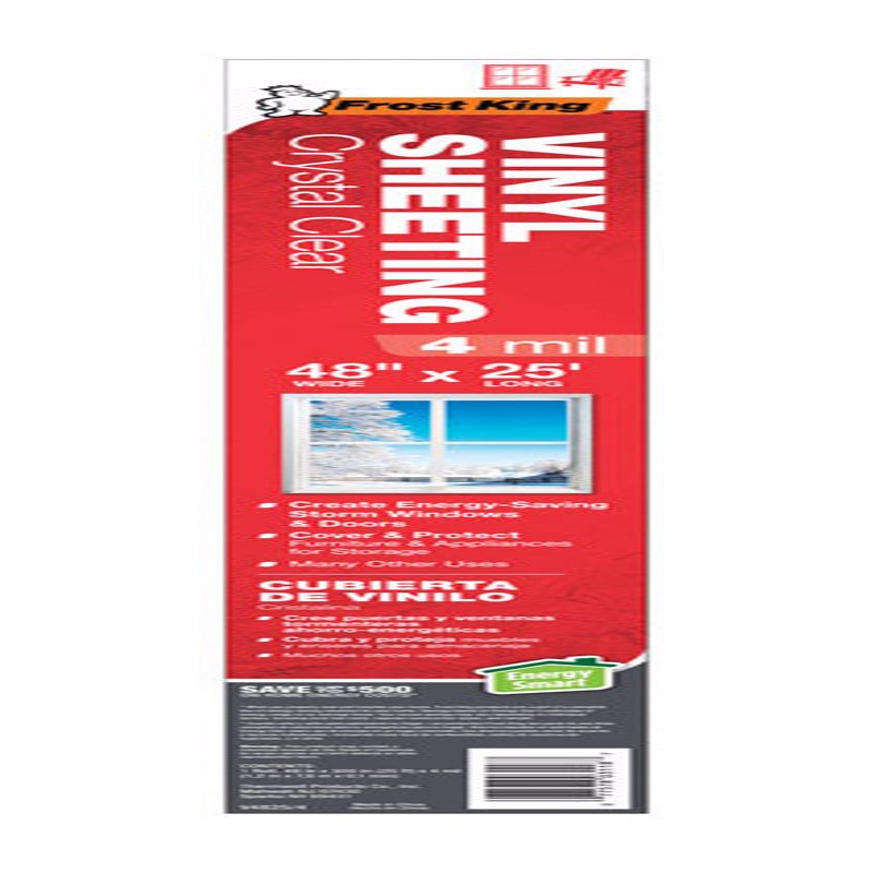 Rollo de lámina de vinilo transparente Frost King para puertas y ventanas, 25 pies de largo x 4 milésimas de pulgada