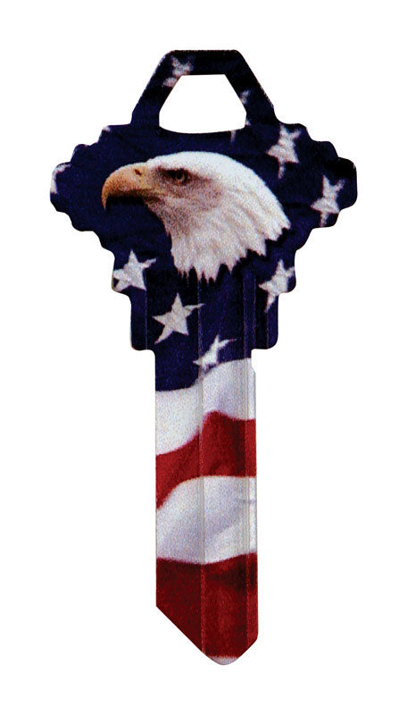 HILLMAN Wackey Flag & Eagle House/Office Universal Key Blank Single (Pack of 6)