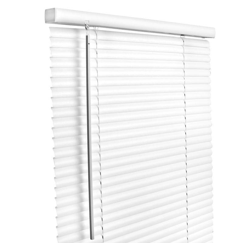 Persianas de vinilo Living Accents de 1 pulg., 30 pulg. de ancho × 64 pulg. de alto, blancas y sin cordón