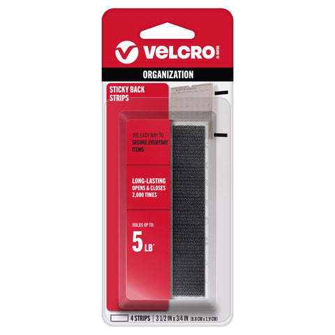 VELCRO Brand Sticky Back Small/Medium Nylon Hook and Loop Fastener 3-1/2 in. L 4 pk (Pack of 6)