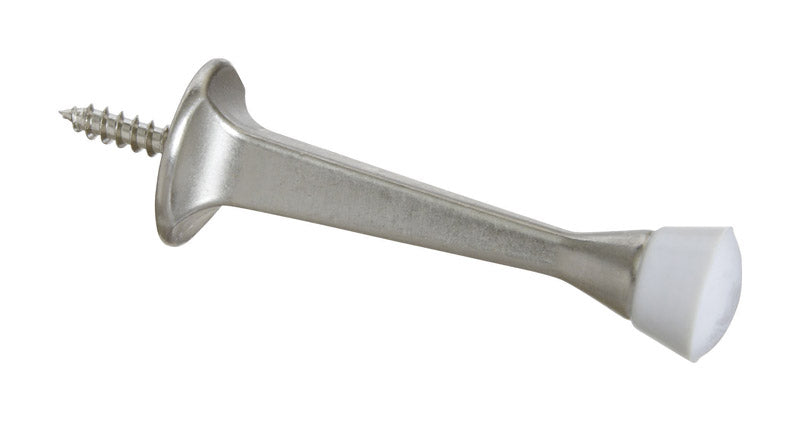 National Hardware Soportes rígidos para tope de puerta de 3 pulg. de ancho en níquel satinado de zinc, se montan en la puerta, 0,7 pulg. (Paquete de 5)