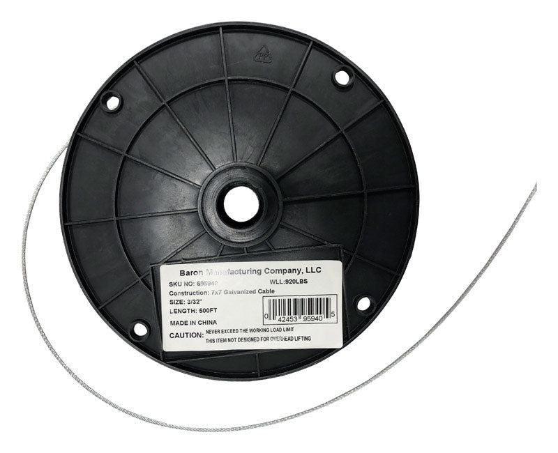Baron 0.09375 in. D X 500 ft. L Zinc Plated Galvanized Steel Cable