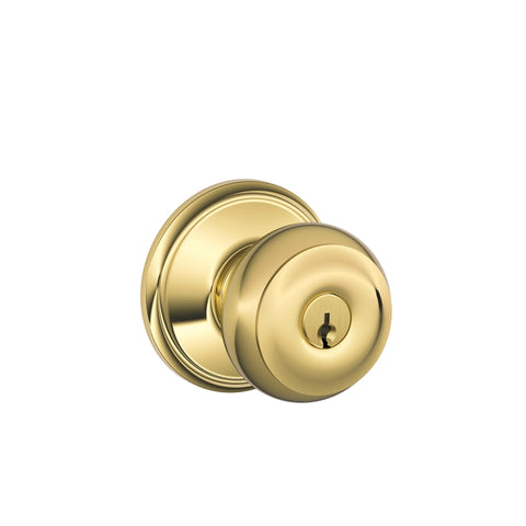 Schlage Georgian Bright Brass Keyed Entry Door Knob 1-3/4 in. (Pack of 4)