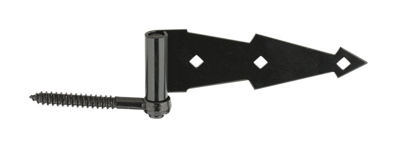 National Hardware 7 in. L Black Steel Ornamental Screw Hook Strap Hinge 1 pk (Pack of 5)
