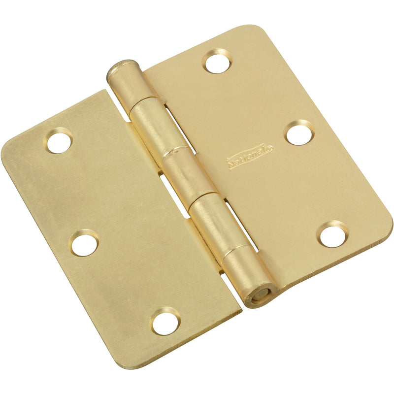 National Hardware 3-1/2 in. L Satin Brass Door Hinge 3 pk (Pack of 5)