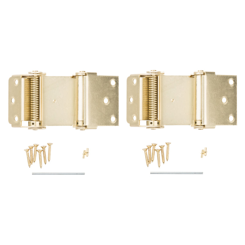 National Hardware 3 in. L Brass-Plated Double-Acting Spring Hinge 2 pk (Pack of 2)