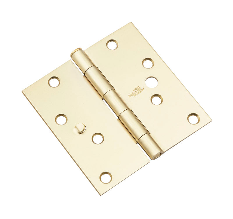 National Hardware 4 in. L Satin Brass Door Hinge 3 pk (Pack of 5)
