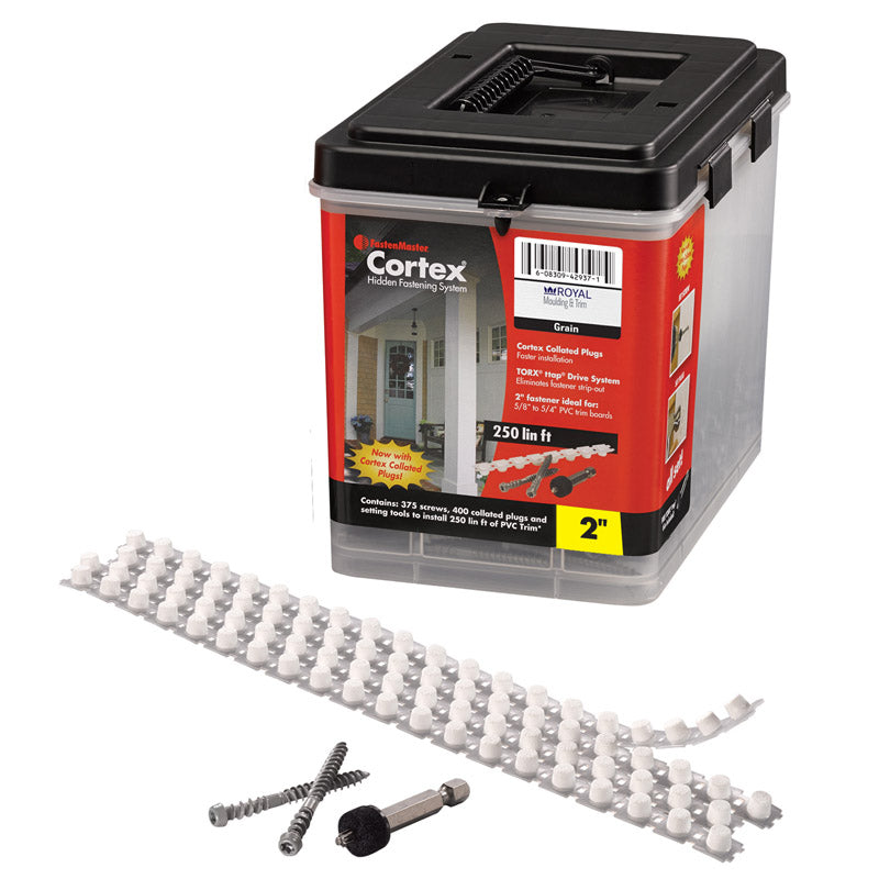 Tornillos autotapantes de fijación con cabeza de estrella FastenMaster Cortex n.º 9 x 2 pulg., para molduras, con tacos (paquete de 4)