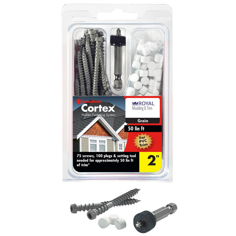 Tornillos autotroscónicos de fijación con cabeza de estrella FastenMaster Cortex n.º 9 x 2 pulg., para molduras en L, con tacos (paquete de 10)